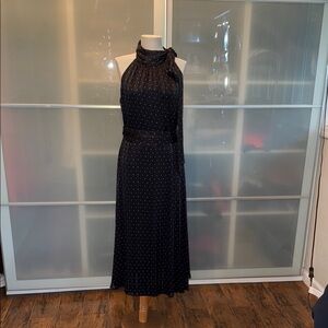 Sachin + Babi size 6 Elegant Black Polka Dot Dress bow neck detail.